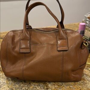 Fossil Brown Satchel with Structured Design and Spacious Interior